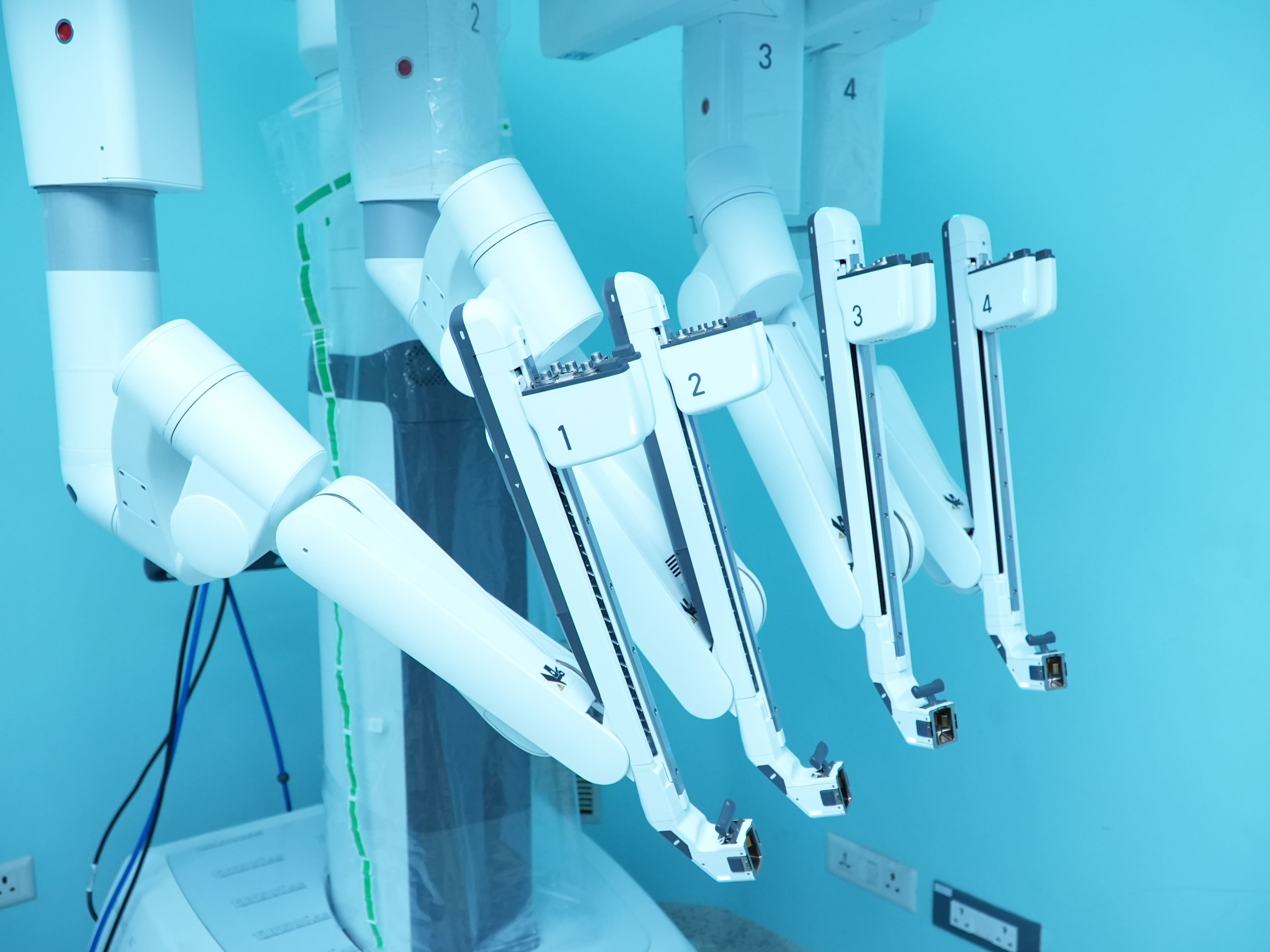 Surgical arms in the operating theatre at Vasavi Hospitals
